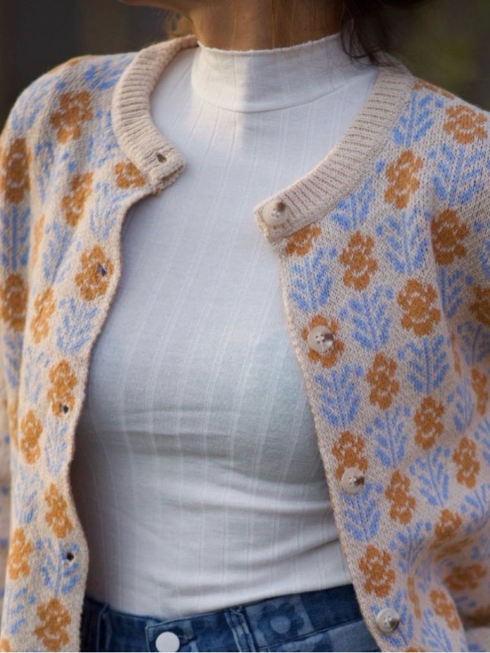White Knit Mockneck Top